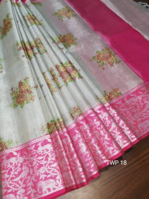 silver tussar tissue weaving sarees with blouse (10)