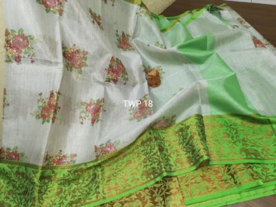 silver tussar tissue weaving sarees with blouse (3)