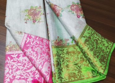 silver tussar tissue weaving sarees with blouse (5)