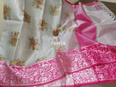 silver tussar tissue weaving sarees with blouse (7)