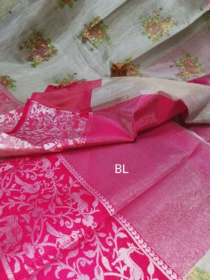 silver tussar tissue weaving sarees with blouse (8)