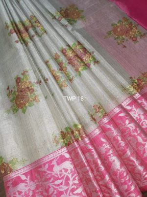 silver tussar tissue weaving sarees with blouse (9)