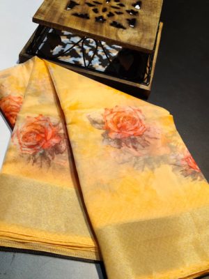 Beautiful organza saree with floral design (13)