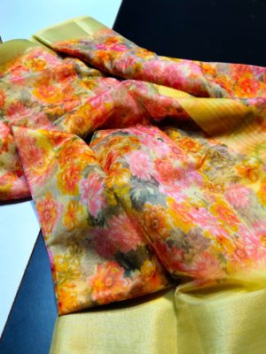 Beautiful organza saree with floral design (2)