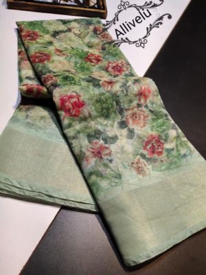 Beautiful organza saree with floral design (20)