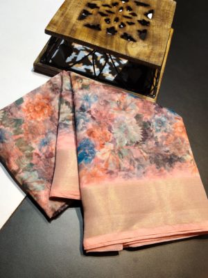 Beautiful organza saree with floral design (24)