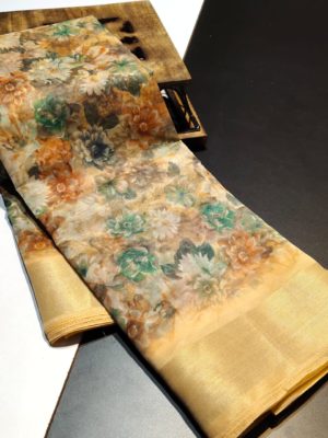 Beautiful organza saree with floral design (28)