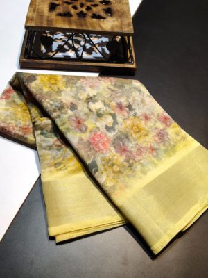 Beautiful organza saree with floral design (30)