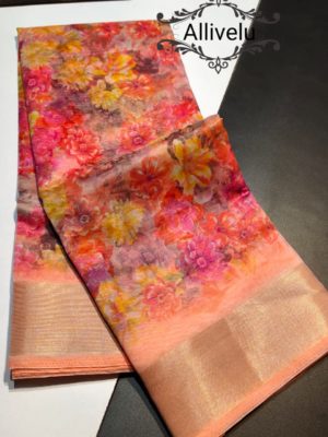 Beautiful organza saree with floral design (7)