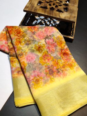 Beautiful organza saree with floral design (9)