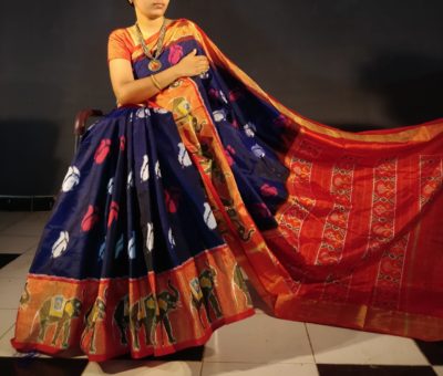 Buy pure ikkath silk sarees with blouse. (2)