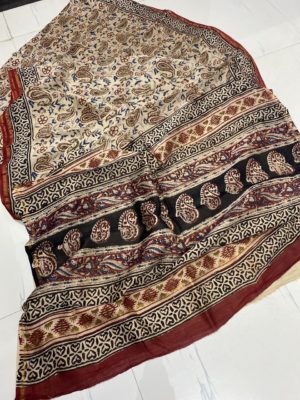 Chanderi handblock kalamkari printed sarees (1)