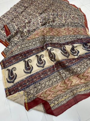 Chanderi handblock kalamkari printed sarees (10)