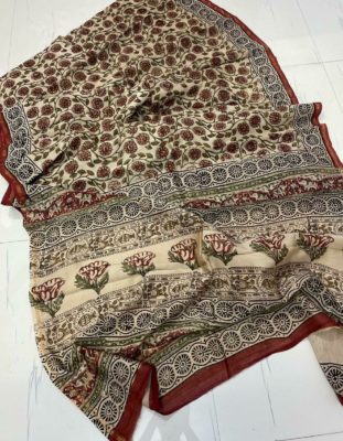 Chanderi handblock kalamkari printed sarees (4)