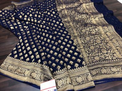 Exclusive khadi georgette sarees with blouse (1)