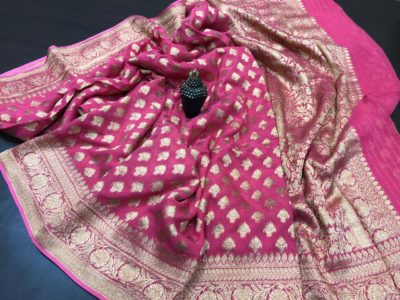 Exclusive khadi georgette sarees with blouse (10)