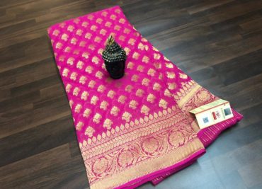 Exclusive khadi georgette sarees with blouse (12)