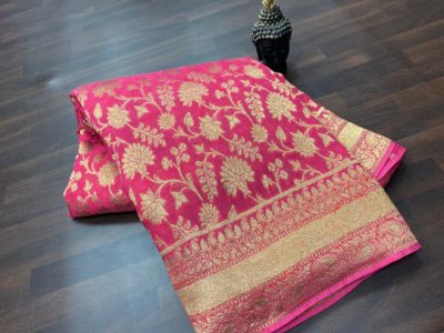 Exclusive khadi georgette sarees with blouse (15)