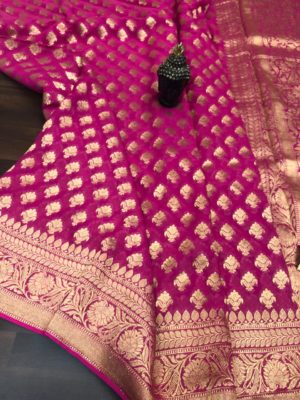 Exclusive khadi georgette sarees with blouse (16)