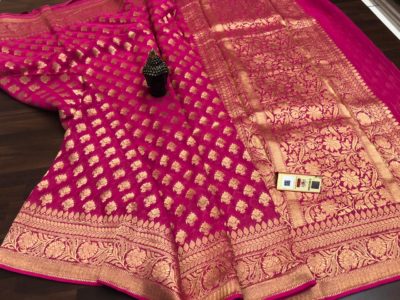 Exclusive khadi georgette sarees with blouse (3)