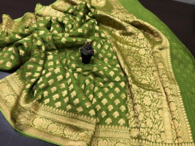 Exclusive khadi georgette sarees with blouse (5)