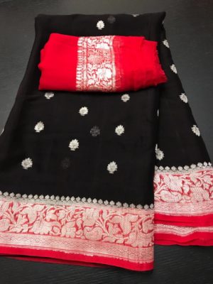 Exclusive pure khadi georget sarees with blouse (1)