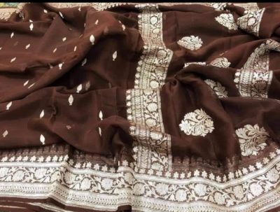 Exclusive pure khadi georget sarees with blouse (10)