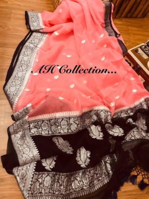 Exclusive pure khadi georget sarees with blouse (20)
