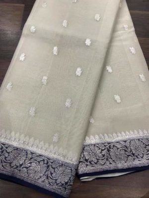 Exclusive pure khadi georget sarees with blouse (21)