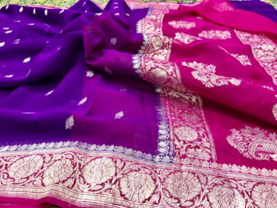 Exclusive pure khadi georget sarees with blouse (26)