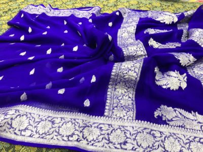 Exclusive pure khadi georget sarees with blouse (32)