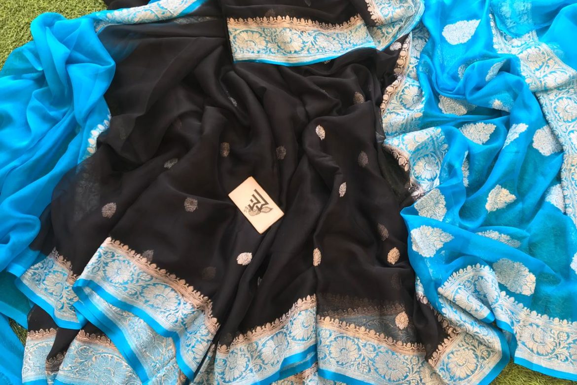Exclusive pure khadi georget sarees with blouse (33)