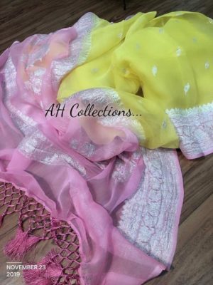 Exclusive pure khadi georget sarees with blouse (38)