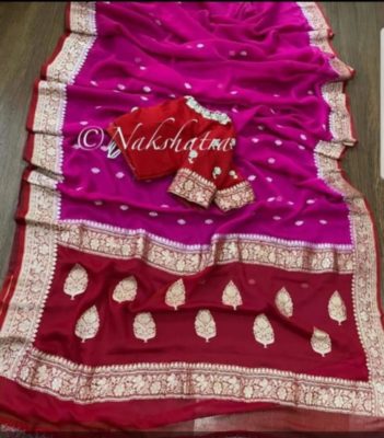 Exclusive pure khadi georget sarees with blouse (41)