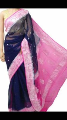 Exclusive pure khadi georget sarees with blouse (43)