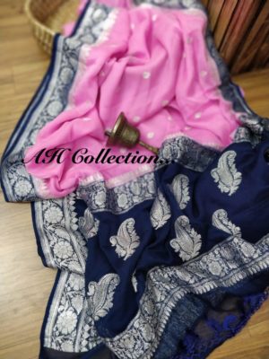 Exclusive pure khadi georget sarees with blouse (46)