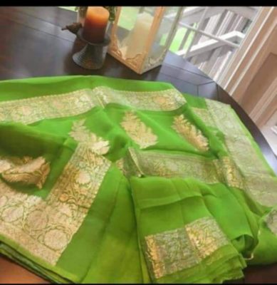 Exclusive pure khadi georget sarees with blouse (48)