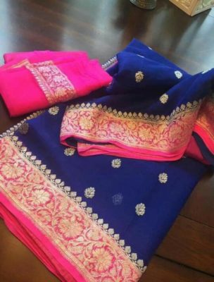 Exclusive pure khadi georget sarees with blouse (51)