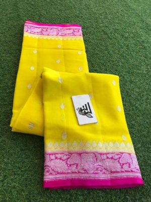 Exclusive pure khadi georget sarees with blouse (55)