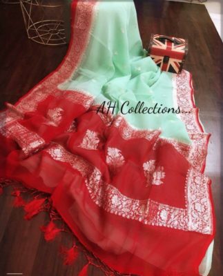 Exclusive pure khadi georget sarees with blouse (68)