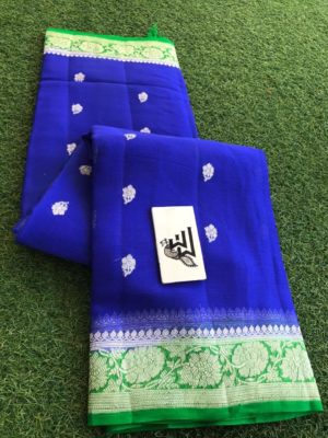 Exclusive pure khadi georget sarees with blouse (69)
