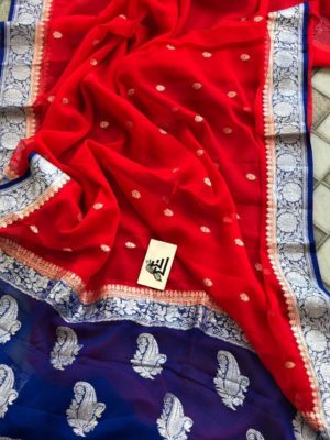Exclusive pure khadi georget sarees with blouse (72)