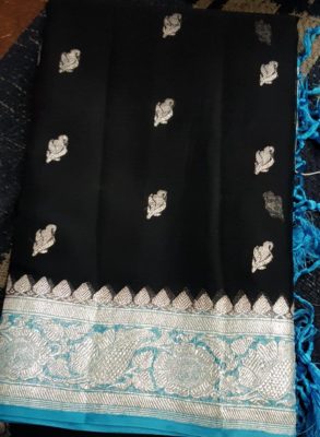 Exclusive pure khadi georget sarees with blouse (74)