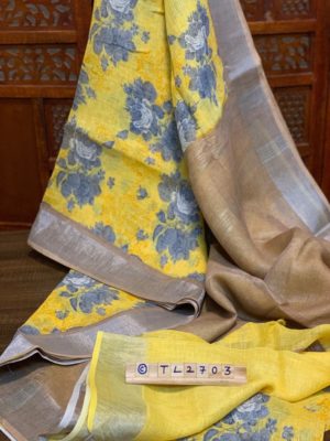 Handloom special linen printed sarees (10)