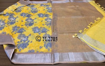 Handloom special linen printed sarees (2)