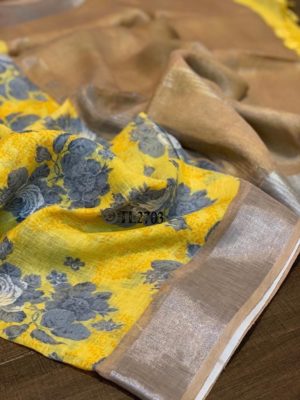 Handloom special linen printed sarees (3)