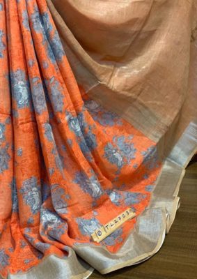Handloom special linen printed sarees (4)