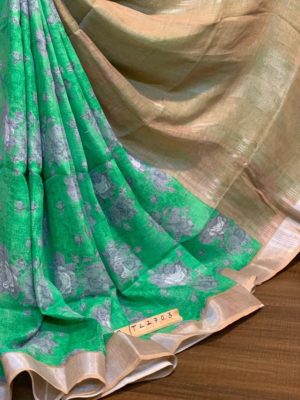 Handloom special linen printed sarees (6)