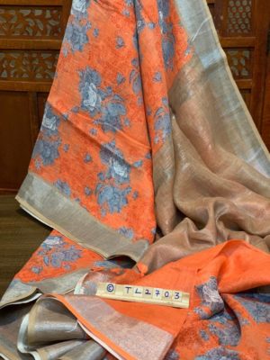 Handloom special linen printed sarees (7)