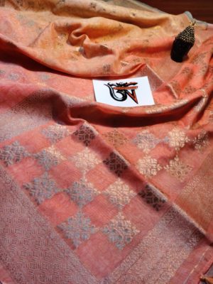 Latest linen kora 4 d print zari sarees (2)